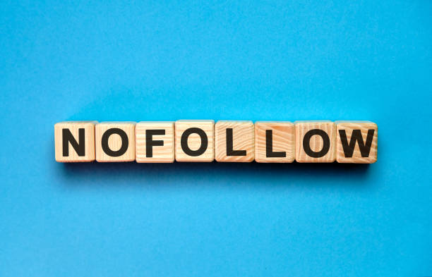 Nofollow links - concept text on a monochrome blue background nofollow-dofollow-backlink